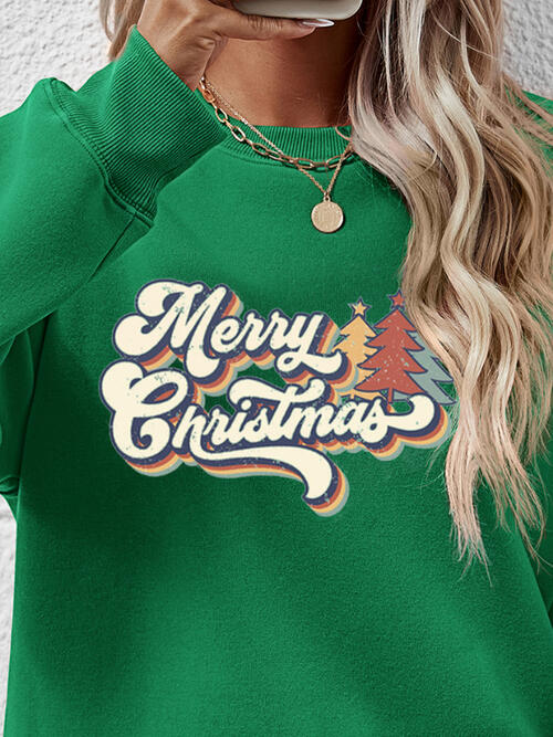 Christmas Letter Graphic Round Neck Sweatshirt