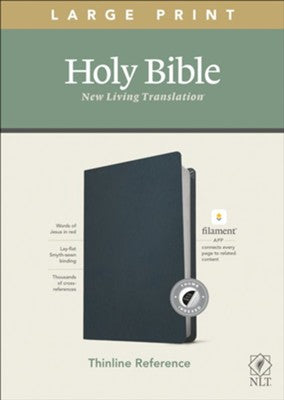 NLT Large-Print Thinline Reference Bible, Filament Enabled Edition--genuine leather, blue (indexed)