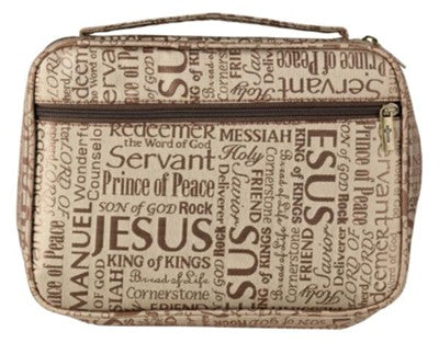 Names of Jesus Bible Cover, Jaquard Brown, X-Large