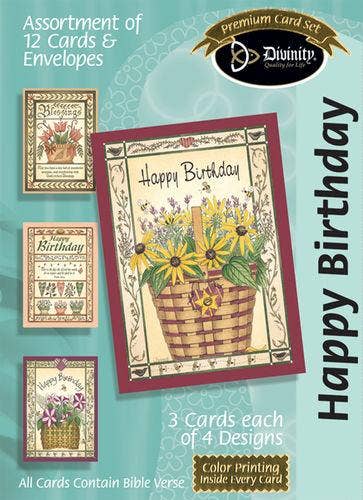 Divinity Boutique - Boxed Cards: Happy Birthday, Flower Baskets