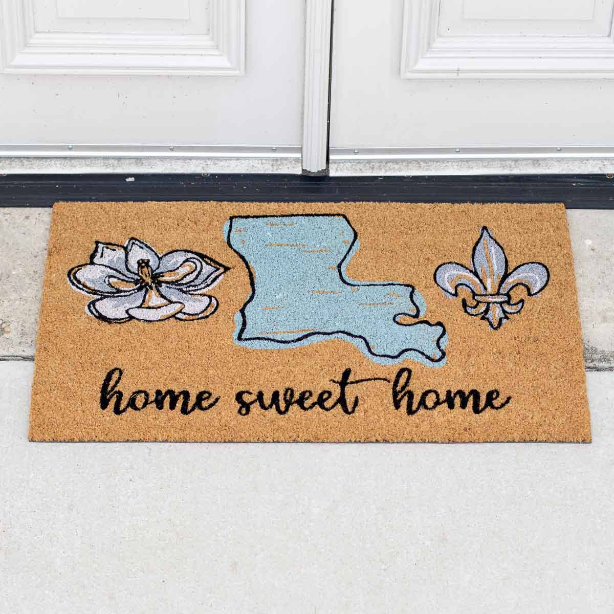 The Royal Standard - Home Sweet Home Louisiana Coir Doormat   Natural/Multi  30x18