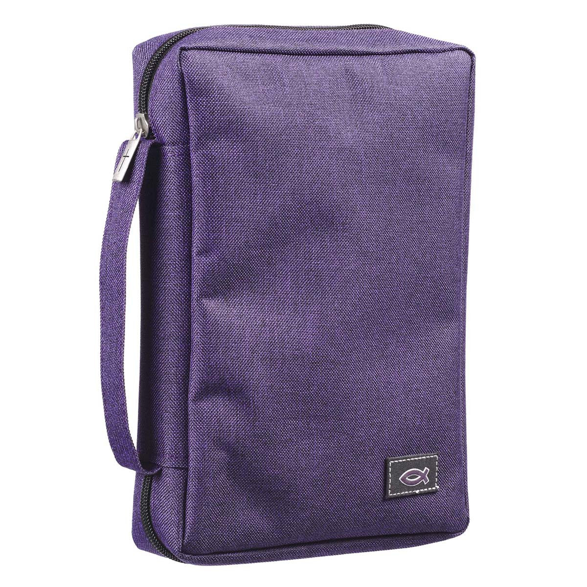 Purple Poly-Canvas Value Bible Cover with Fish Badge