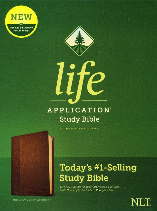 NLT Life Application Study Bible, Third Edition--soft leather-look, dark brown/brown