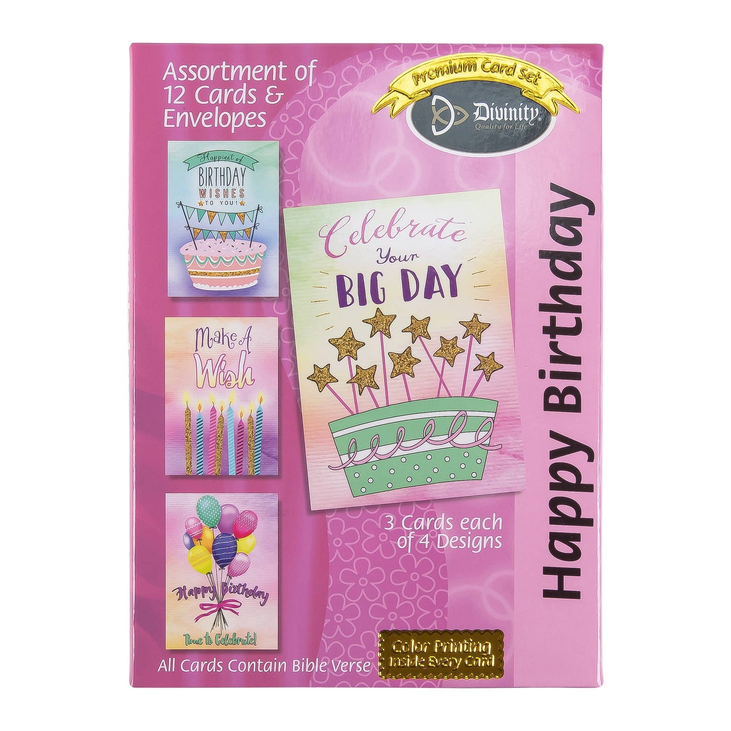 Divinity Boutique - Boxed Cards: Happy Birthday, Wishes, Big Day, Make a Wish