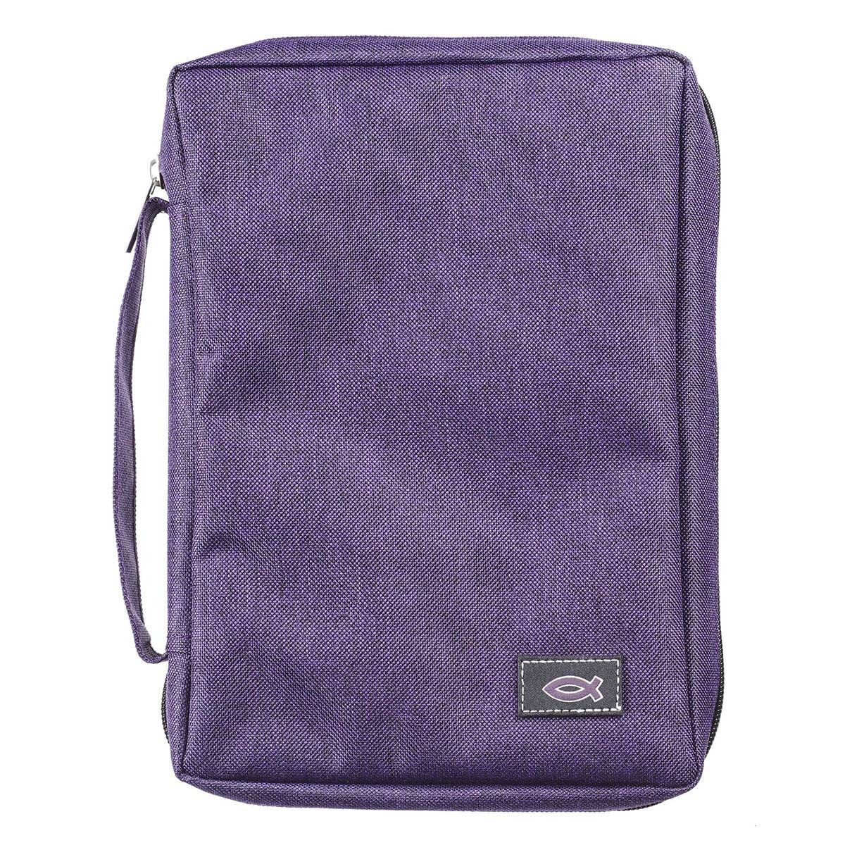 Purple Poly-Canvas Value Bible Cover with Fish Badge