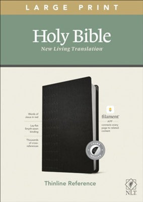 NLT Large-Print Thinline Reference Bible, Filament Enabled Edition--soft leather-look, black (indexed)