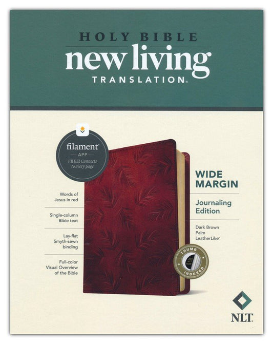 NLT Wide Margin Bible, Filament Enabled Edition--soft leather-look, dark brown (indexed