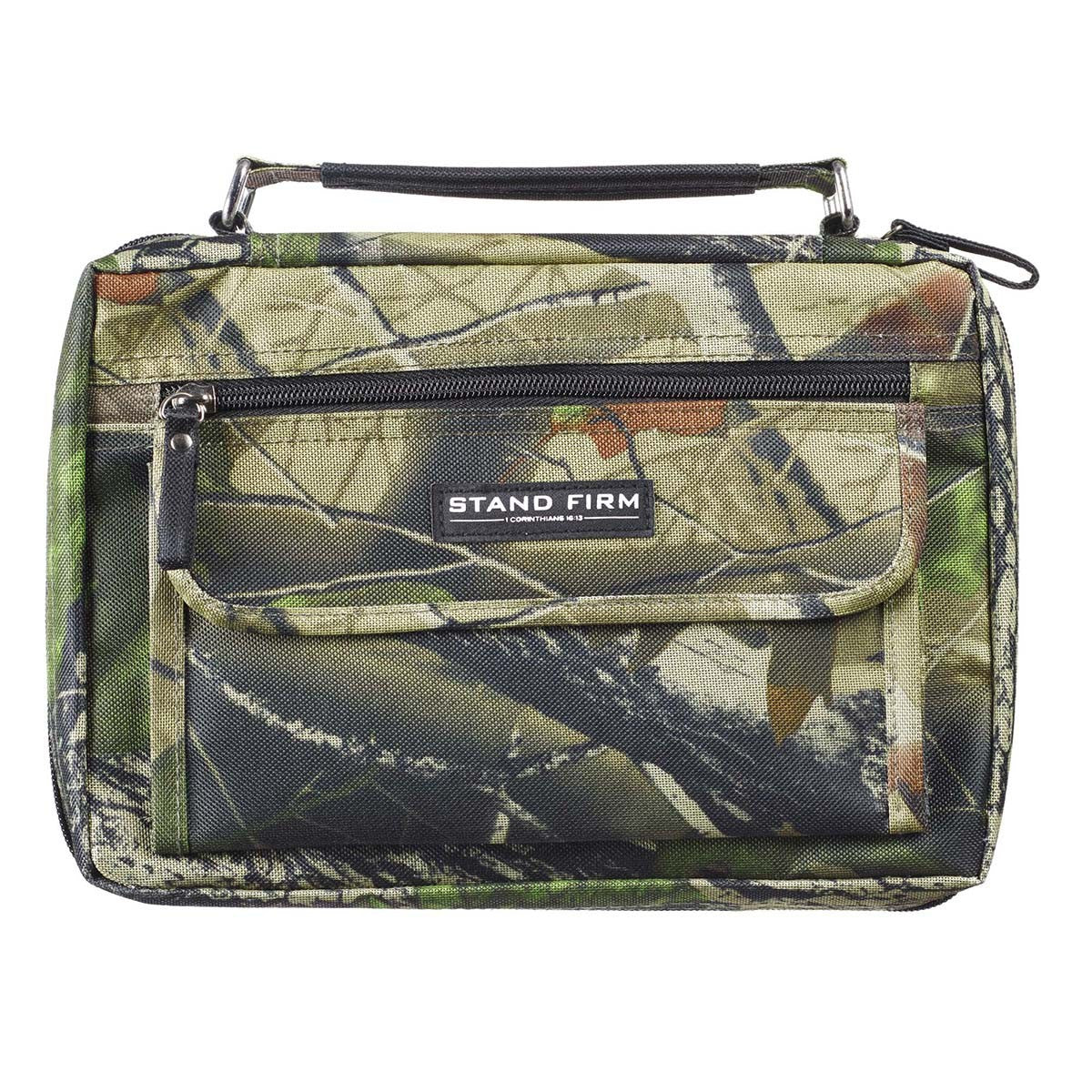 Stand Firm Oak Moss Camo Poly-Canvas Organizer Bible Cover - 1 Corinthians 16:13