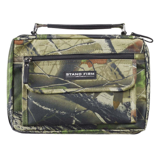 Stand Firm Oak Moss Camo Poly-Canvas Organizer Bible Cover - 1 Corinthians 16:13