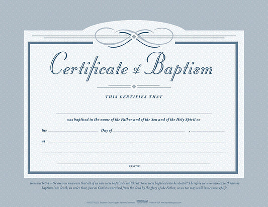 Baptism Flat Certificate (Pkg 6)