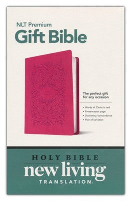 Premium Gift Bible NLT (Red Letter, LeatherLike, Very Berry Pink Vines