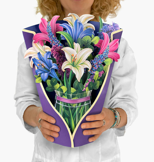 FreshCut Paper LLC - Lilies & Lupines (8 Pop-up Greeting Cards + display sample)