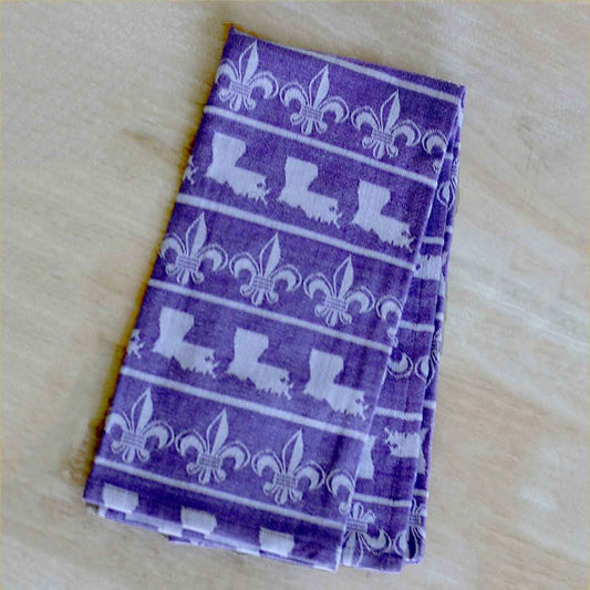 The Royal Standard - Louisiana Fleur Jacquard Hand Towel   Purple   20x28
