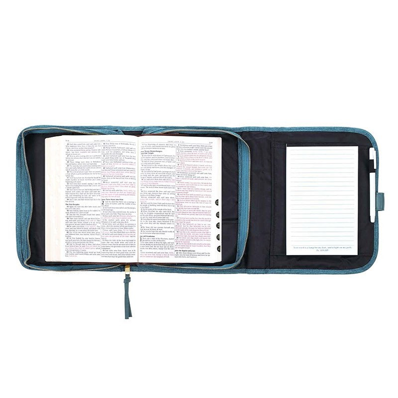 Tri-Fold Bible Cover Organizer, Blue, Large