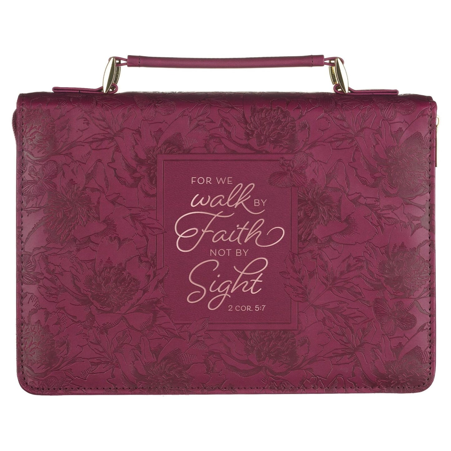 Walk by Faith Ruby Red Faux Leather Fashion Bible Cover - 2 Corinthians 5:7