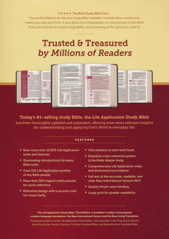 NIV Life Application Large-Print Study Bible, Third Edition--hardcover, red letter (indexed)