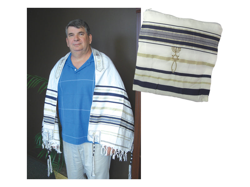 Prayer Shawl Hebrew Messianic W/Tallit Blue 72″X 22