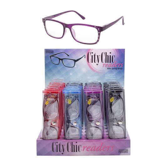 Shark Eyes, Inc - Ladies Reading Glasses 24 Counter Display Spring Hinge Stone