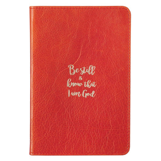 Be Still and Know That I Am God Handy Journal, Genuine Leather, Orange