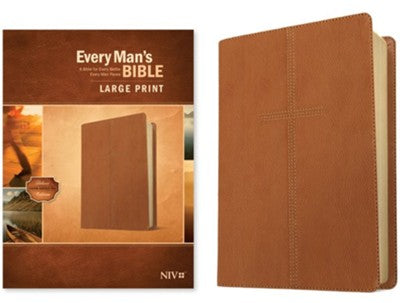 Every Man's Bible NIV, Large Print (LeatherLike, Cross Saddle Tan), LeatherLike, Cross Saddle Tan
