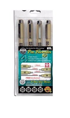 PIGMA Micron Pens, Favorites Kit, 4 Pack, Black