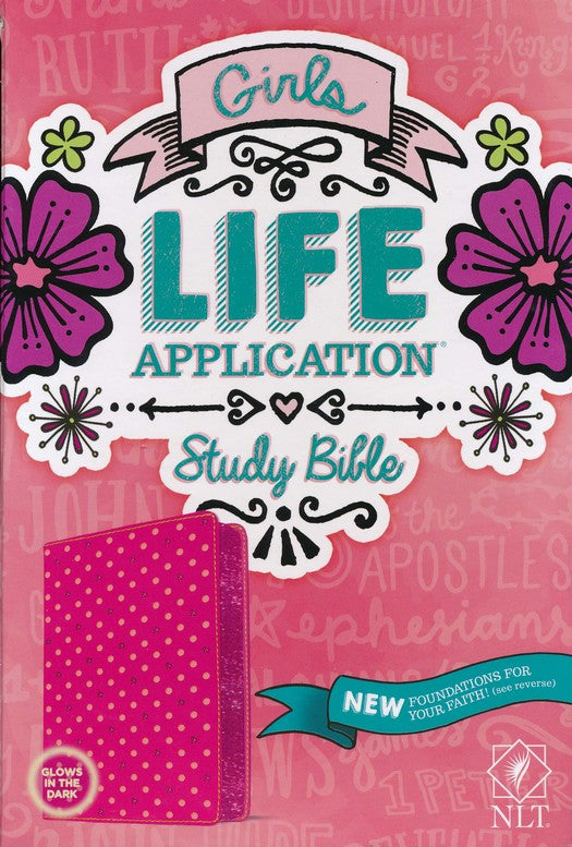 NLT Girls Life Application Bible, Pink Glow Leatherlike