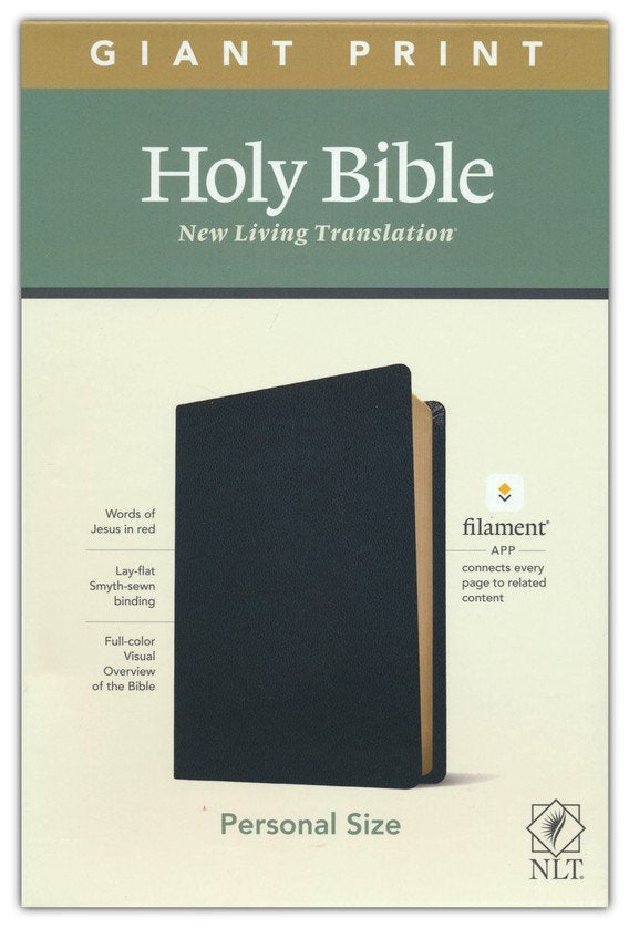 NLT Giant-Print Personal-Size Bible, Filament Enabled Edition--genuine leather, black