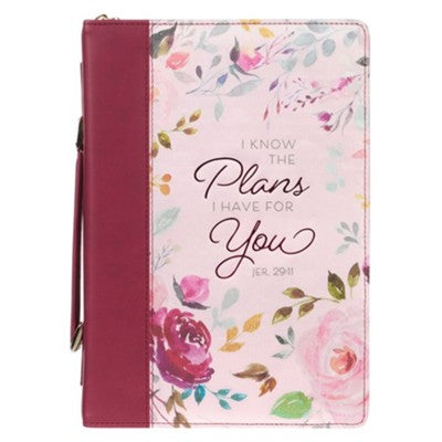 I Know The Plans Bible Cover, Large, Pink