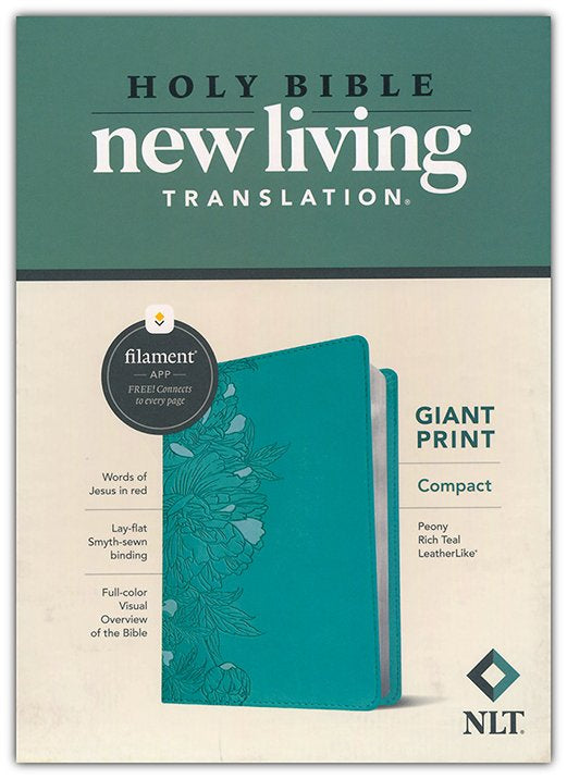 NLT Compact Giant Print Bible, Filament Enabled Edition (Red Letter, LeatherLike, Peony Rich Teal