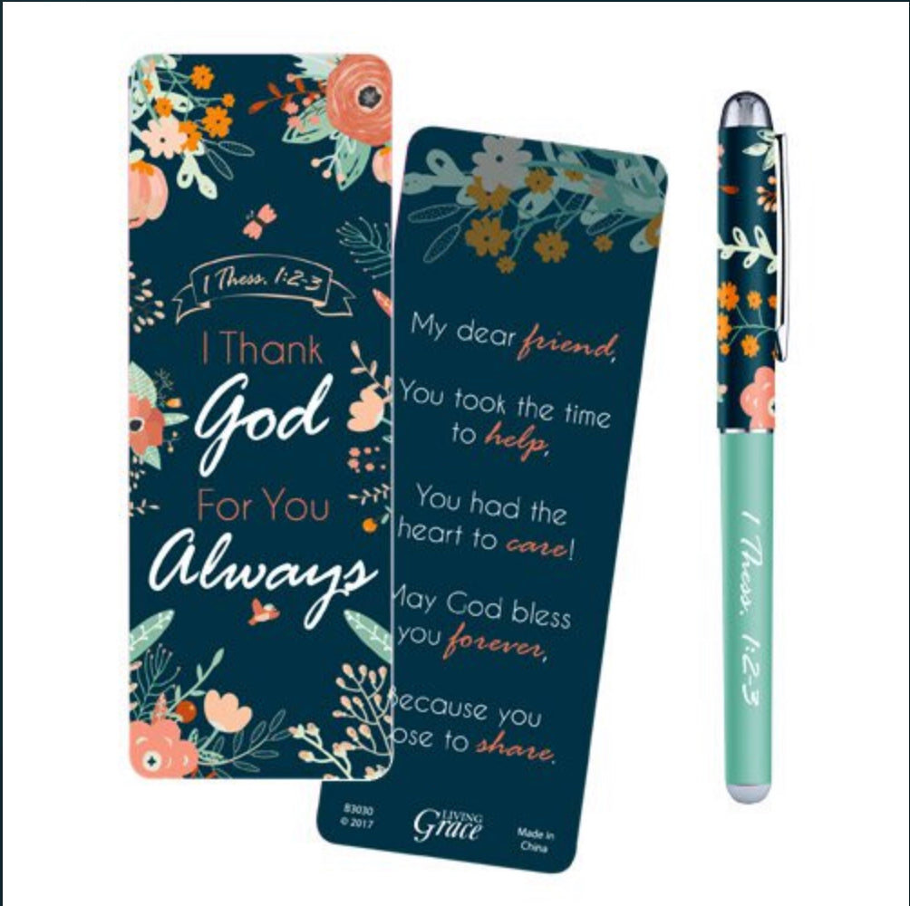 I Thank God For You Always Gift Pen with Bookmark