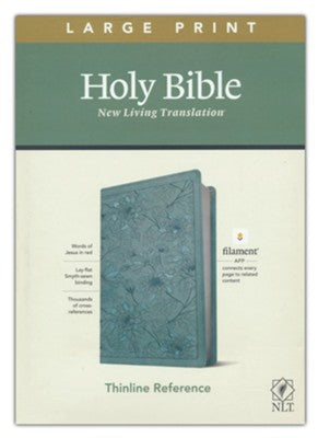 NLT Large-Print Thinline Reference Bible, Filament Enabled Edition--soft leather-look, floral/teal