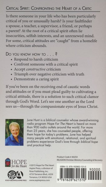 Critical Spirit: Confronting the Heart of a Critic [Hope For The Heart Series]
