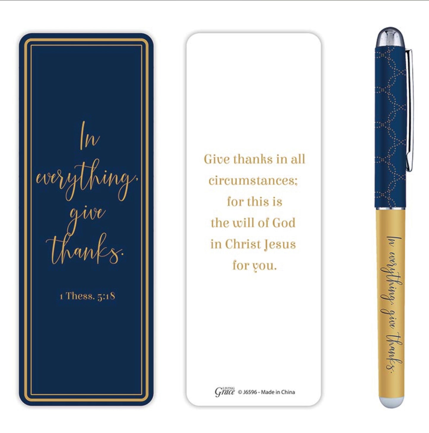 Classic Appreciation Gift Pen with Bookmark: In Everything Give Thanks