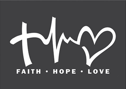 Auto Vinyl Decal Faith Hope Love White 6.5 in x 2.25 in