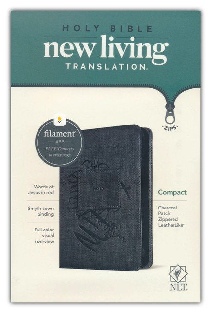 NLT Compact Bible, Filament Enabled Edition--soft leather-look, charcoal patch