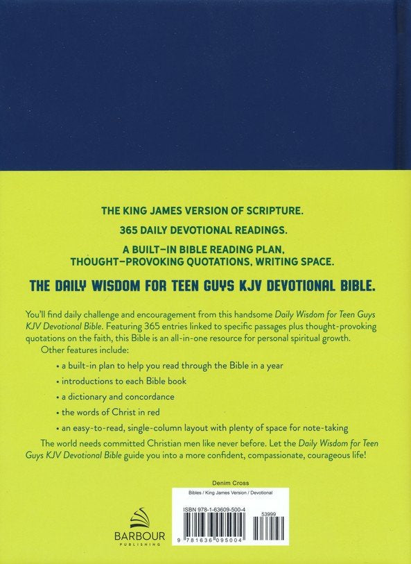 KJV Daily Wisdom for Teen Guys Devotional Bible--Hardback-DiCarta, Blue