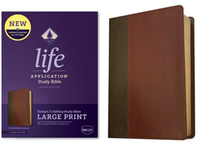 NKJV Life Application Study Bible, Third Edition, Large Print (Red Letter, LeatherLike, Brown/Mahogany), LeatherLike, Mahogany