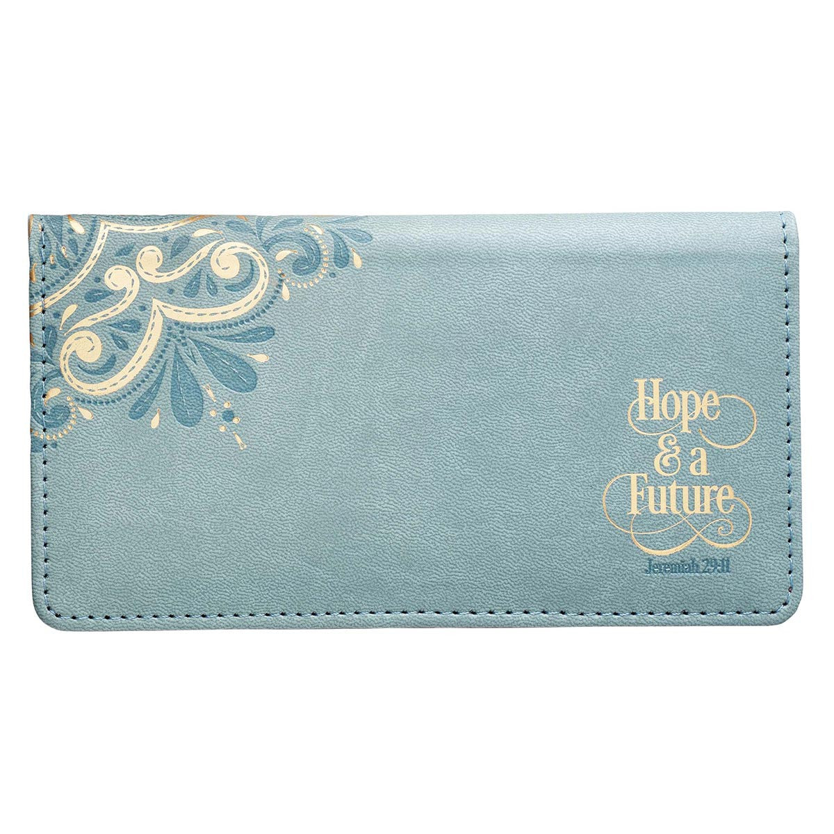 Hope & a Future Powder Blue Faux Leather Checkbook Cover - Jeremiah 29:11