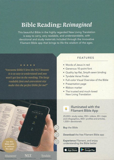 NLT Compact Giant Print Bible, Filament Enabled Edition (Red Letter, LeatherLike, Peony Rich Teal