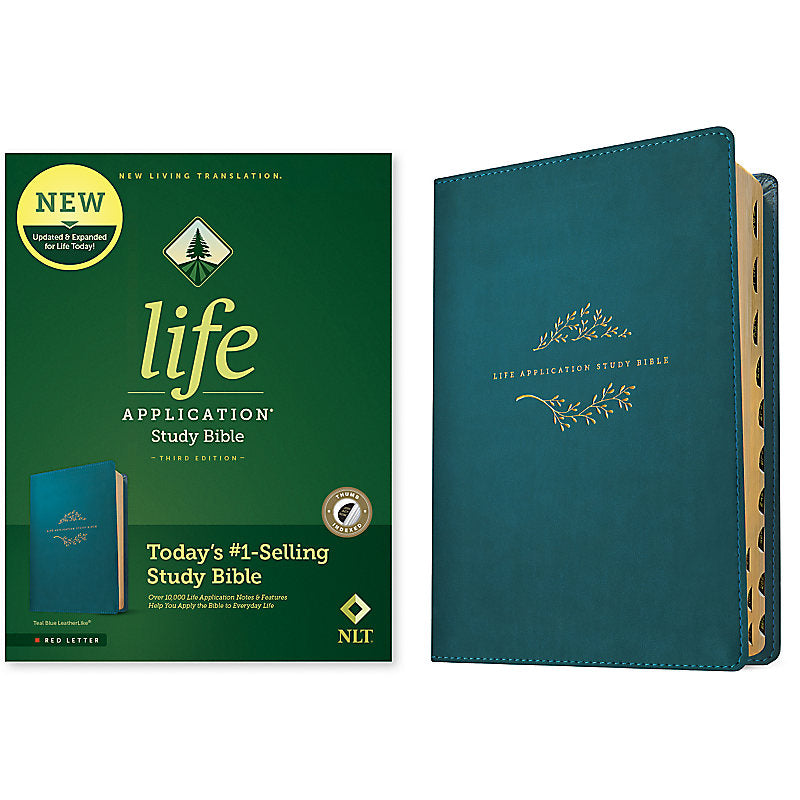 NLT Life Application Large-Print Study Bible, Third Edition--soft leather-look, teal