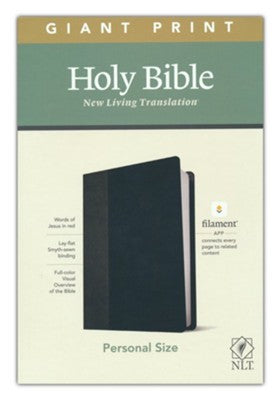 NLT Giant-Print Personal-Size Bible, Filament Enabled Edition--soft leather-look, black/onyx