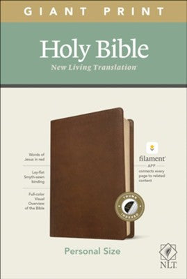 NLT Giant-Print Personal-Size Bible, Filament Enabled Edition--soft leather-look, rustic brown (indexed)