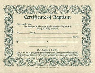 Baptism Certificates, Parchment, 6