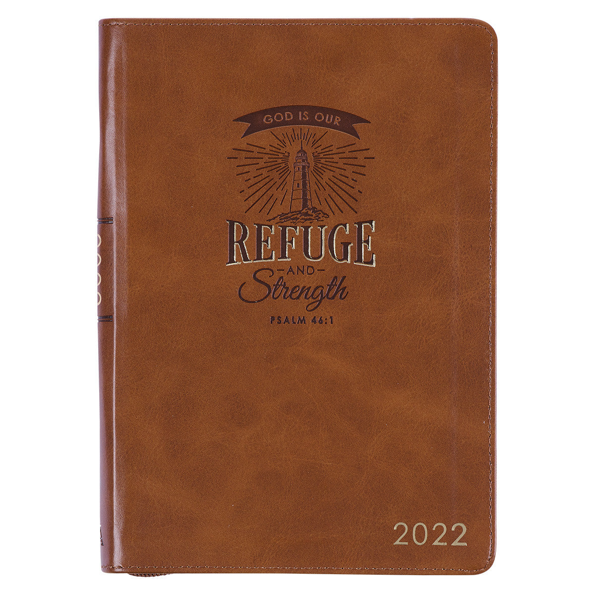 Refuge and Strength Brown Faux Leather Zippered Executive Planner - 2022