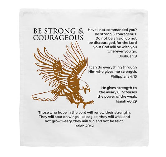 Prayers In My Pocket Cloth-Strong & Courageous (8 x 8) (Pack Of 6)