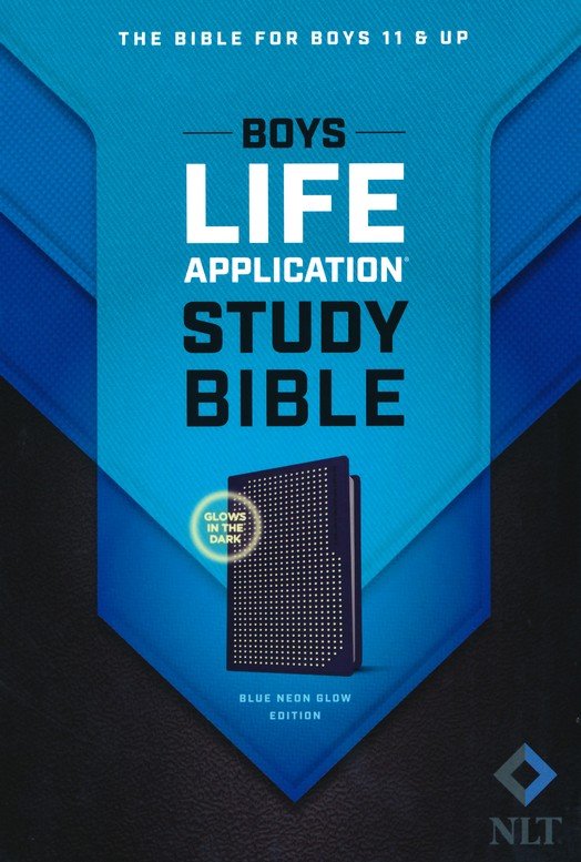 NLT Boys Life Application Study Bible--soft leather-look, blue/neon/glow