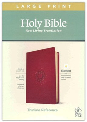 NLT Large-Print Thinline Reference Bible, Filament Enabled Edition--soft leather-look, berry