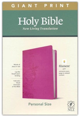 NLT Giant-Print Personal-Size Bible, Filament Enabled Edition--soft leather-look, peony/pink