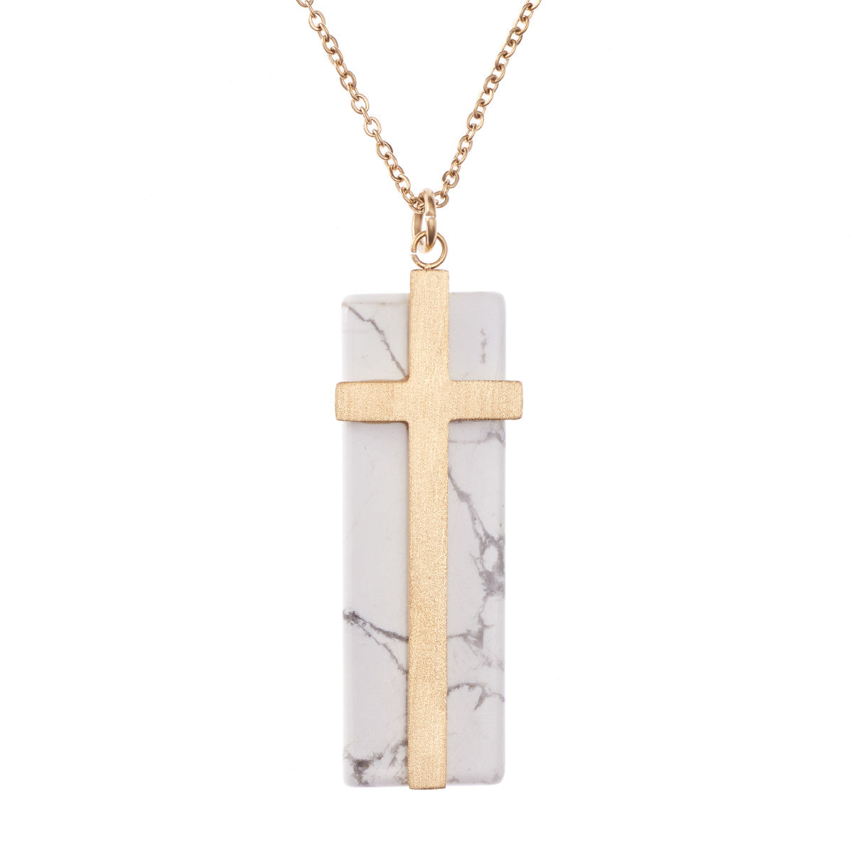 Cross On Marble Stone Necklace