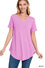 SHORT SLEEVE V-NECK ROUND HEM TOP